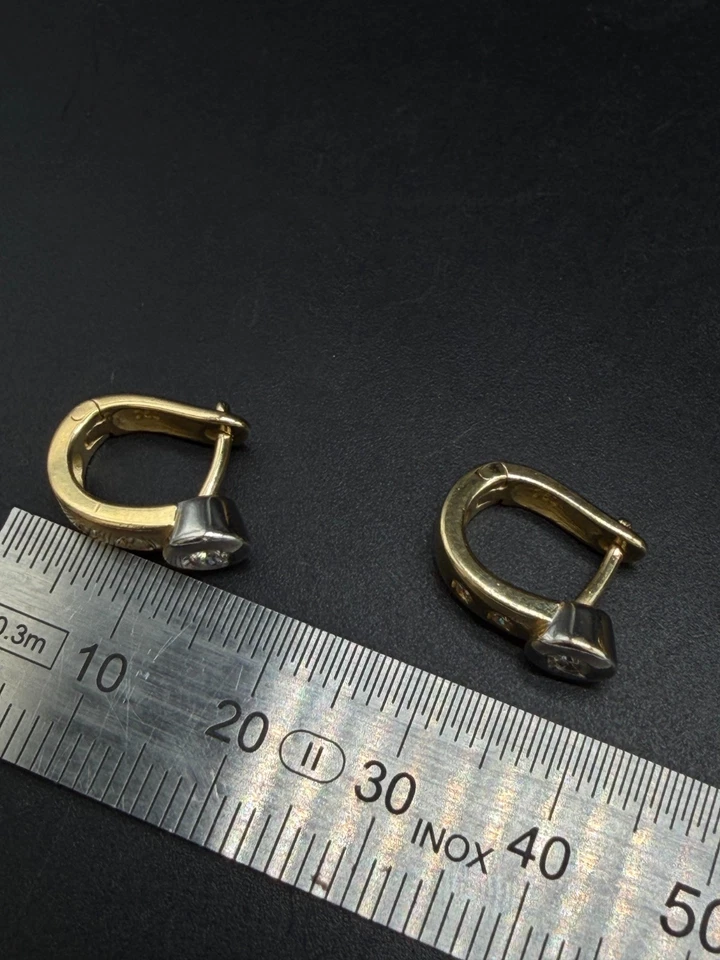 Ohrringe Gelbgold 750 / 18 Karat Ohrstecker zeitlos Diamant Brillant Bi-Color - Bild 4 von 4