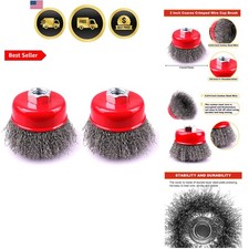 2 Pack 3 Inch Coarse Crimped Wire Cup Brush for 4 1/2 Angle Grinder, 5/8 Inch...