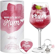 KEZKALS Gifts for Mum Mothers Day, Personalised Wine Glass, Birthday Presents G
