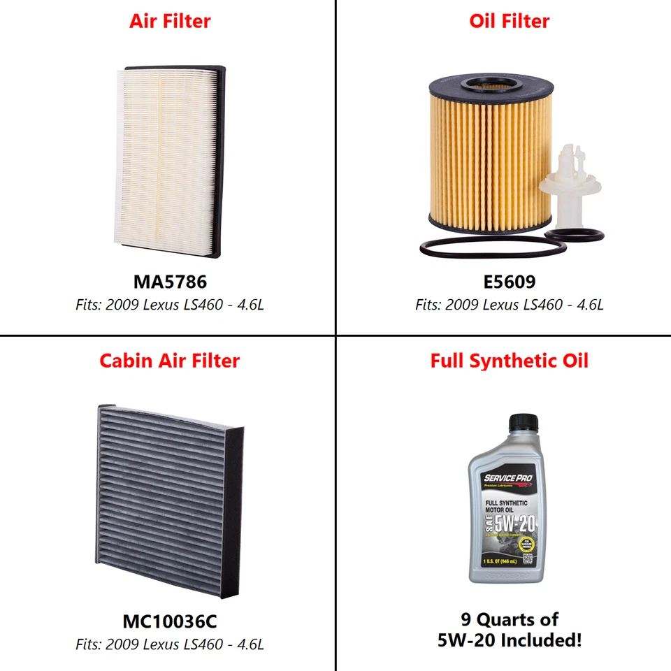 Fits: 2009 Lexus LS460 4.6L Complete Oil, Air & Cabin Filter Kit (5W-20) Foto 2 de 4