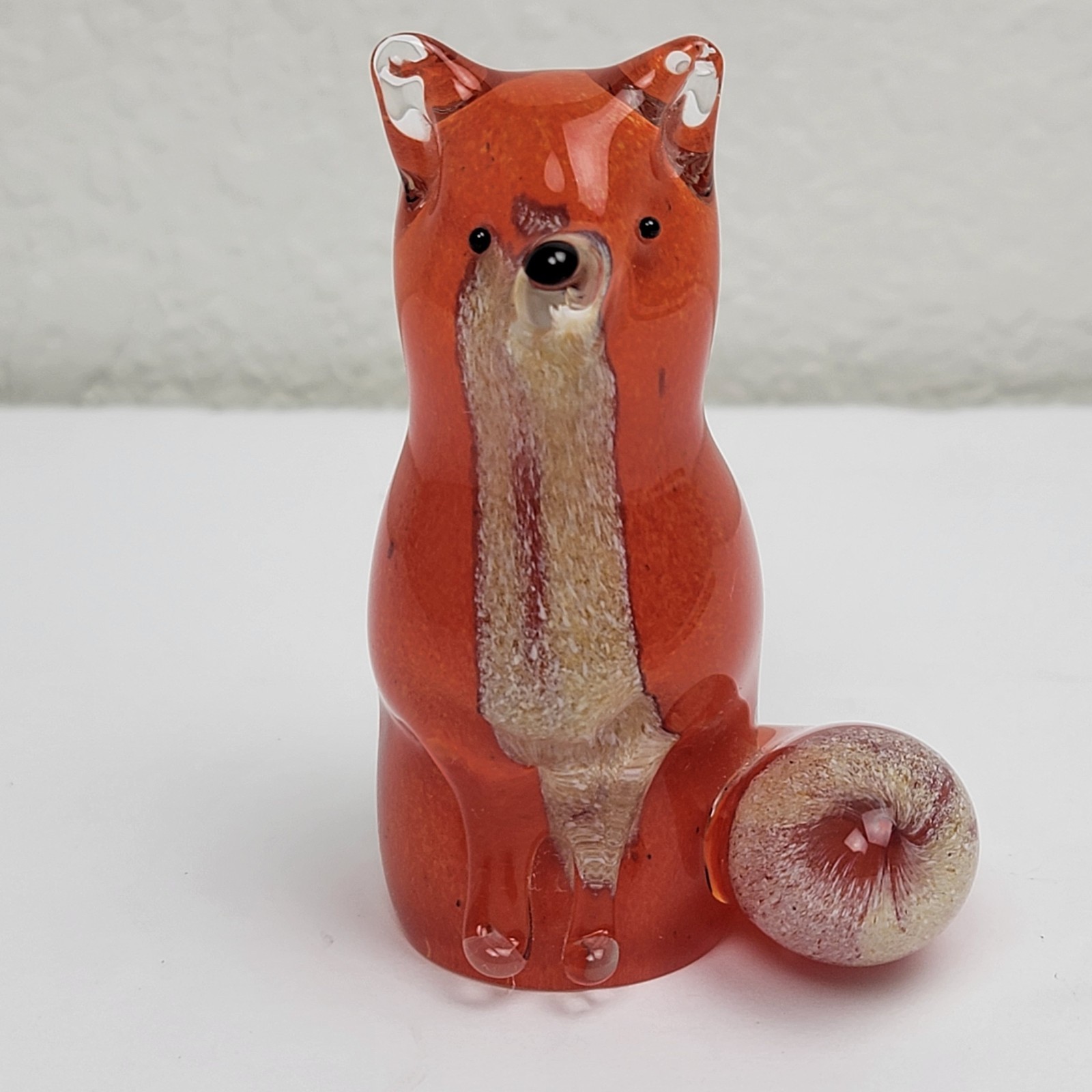 Langham Glass Sitting Fox Figurine Signed Paul Miller Hand Made England Woodland