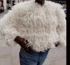 GIACCA ZARA CON FRANGE IN PIUMA METALLICA