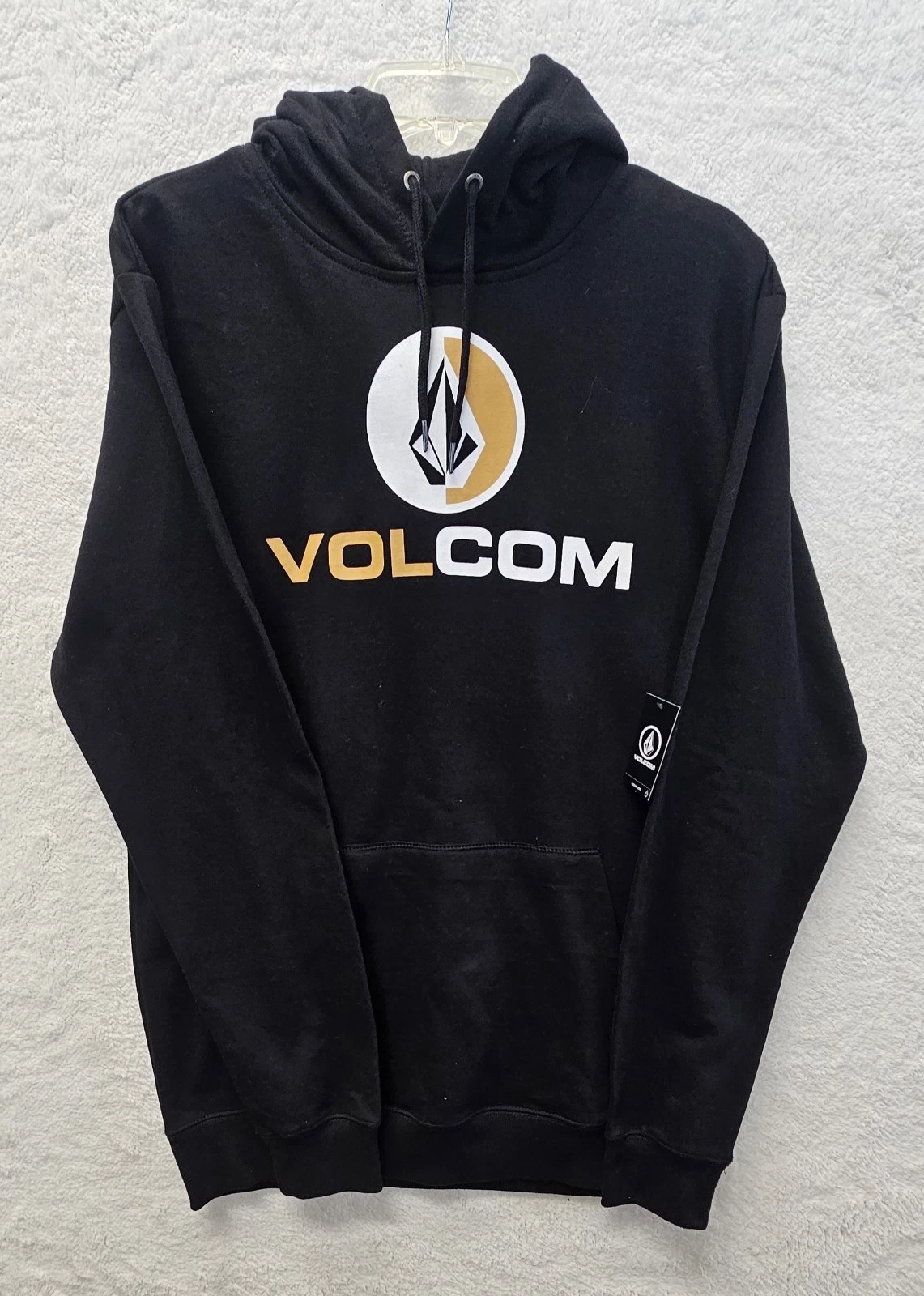 Volcom Hoodie Pullover Sweatshirt Fleece Black Mens Size Large