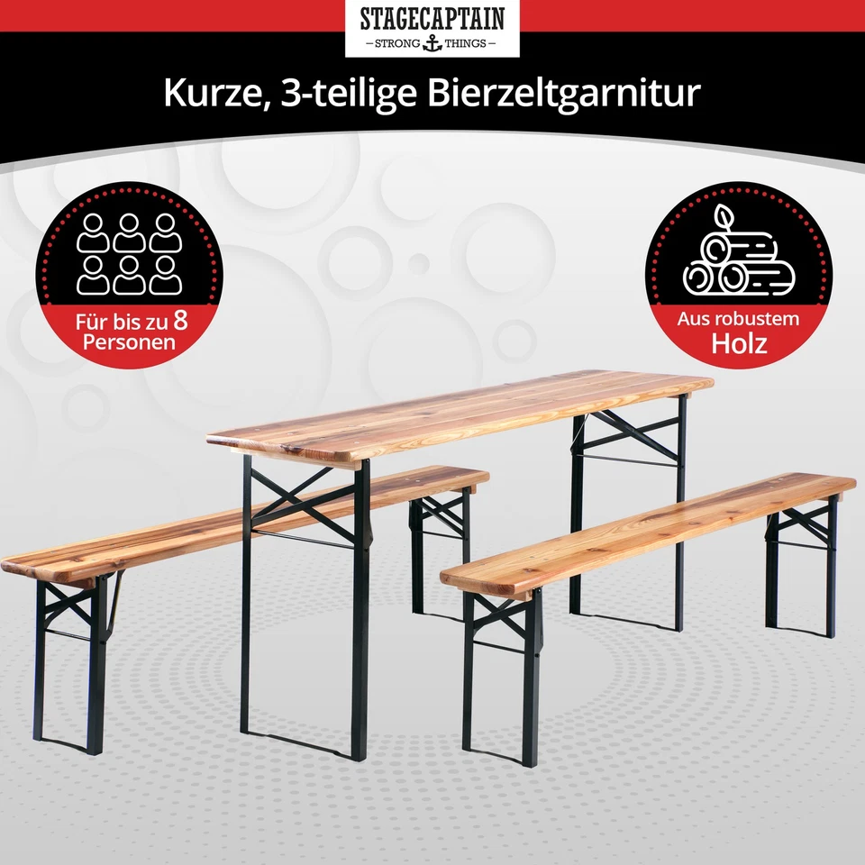 5x Ensemble Brasserie Table Banc Bois Pliable Meuble Jardin Terrasse Fete Bar - Photo 2/4