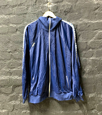 Vintage 70s 80s Olympia Navy Blue Track Jacket Taped Sleeves Tracksuit Top Size