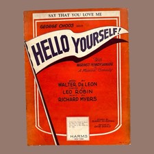 Hello Yourself Sheet Music 1928 Leo Robin Richard Myers Early Broadway Musical
