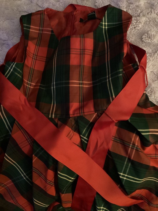 Girls classic red Tartan dress, striped/plaid, size 5 brand by George new w/tag