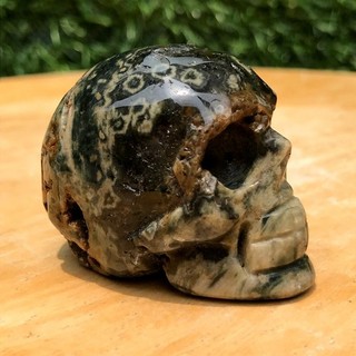 80G Natural Ocean Jasper Crystal Hand Carved Skull Freeform Healing Reiki
