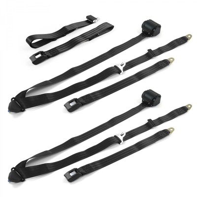 Ford Van 1968-1974  Standard 3pt Black Retractable Bench Seat Belt Kit - 3 Belts
