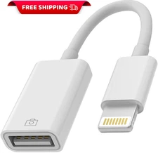 for iPhone OTG Adapter for Lightning Male to USB Female Dongle Cable for 13 1...