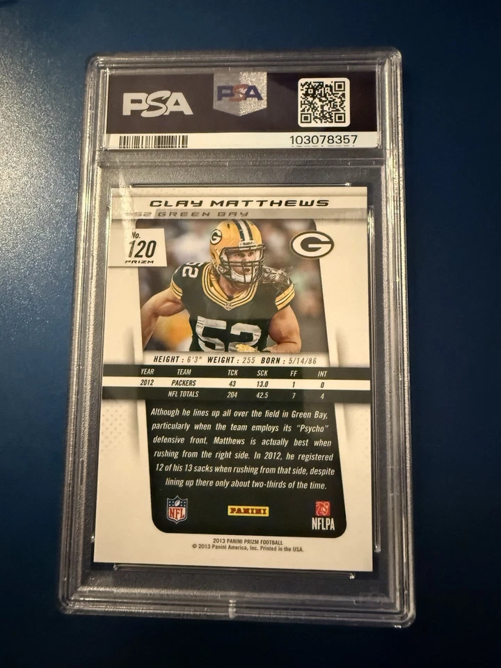 Panini Prizm 2013 - Clay Matthews #120 camuflaje Prizm Packers Pop 2 PSA 10 Foto 2 de 3