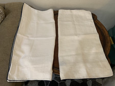 Ralph Lauren Beige Euro Sham Navy Blue Piping Edge 100 Linen Set of 2 USA