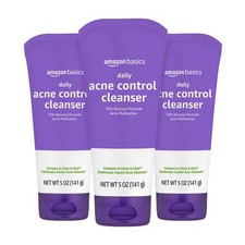 Amazon Basics Acne Cleanser Face Wash - Daily Control, 5 Ounce Pack of 3 