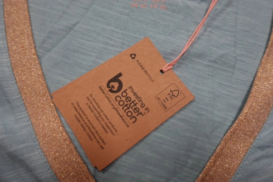 Chaleco Boden para mujer talla 0 azul suave con ribete metálico cuello en V nuevo con etiquetas Foto 4 de 4