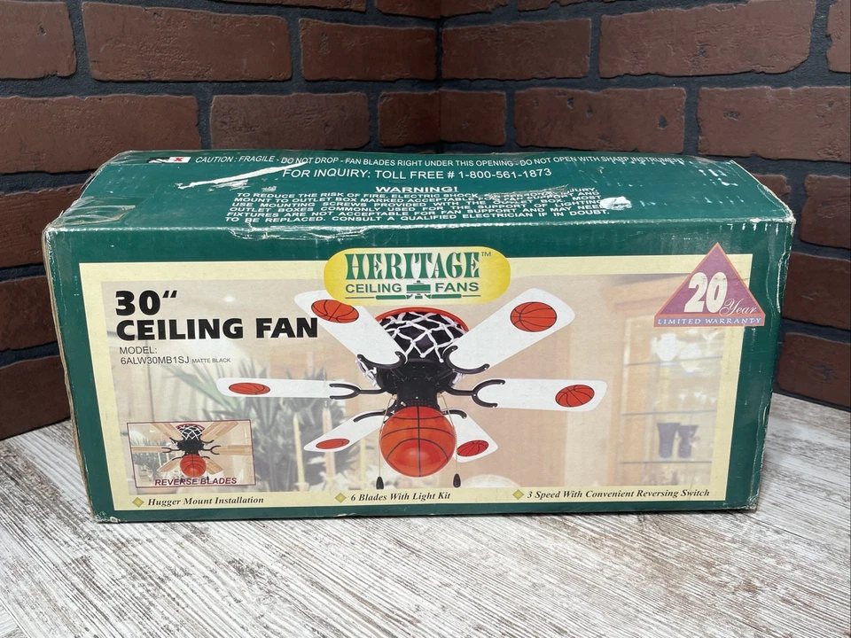 Vintage Heritage Basketball Ceiling Fan With Light 30” SUPER RARE - NEW OPEN BOX - Image 2 of 4