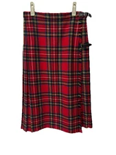 Vintage Moffat Weavers Pure New Wool Scottish Red Tartan Kilt RARE NWOT Size 16