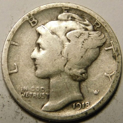 1918 S Mercury Dime VG-F  "Actual Coin Pictured Not Cleaned, Polished or Dipped"