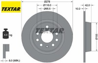 2X Bremsscheibe Textar 92167603 2 Bremsscheiben Hinterachse Hinten FüR Opel