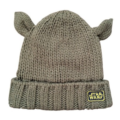 Star Wars Yoda Grogu Hat GAP Kids Olive Green Knit Beanie with Ears Toddler S/M