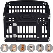 Pet Playpen with Mesh Fabric Top Cover Foldable Gate for Dogs Heavy Plastic