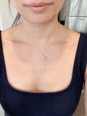 Echte Tiffany & Co zwei Anhänger Elsa Peretti 15 mm offenes Herz Silber 16'' Halskette
