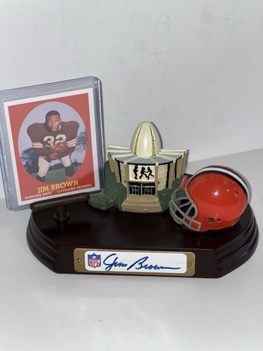 JIM BROWN Autographed Hall Of Fame Signed HOF Custom NFL Football Figurine JSA 