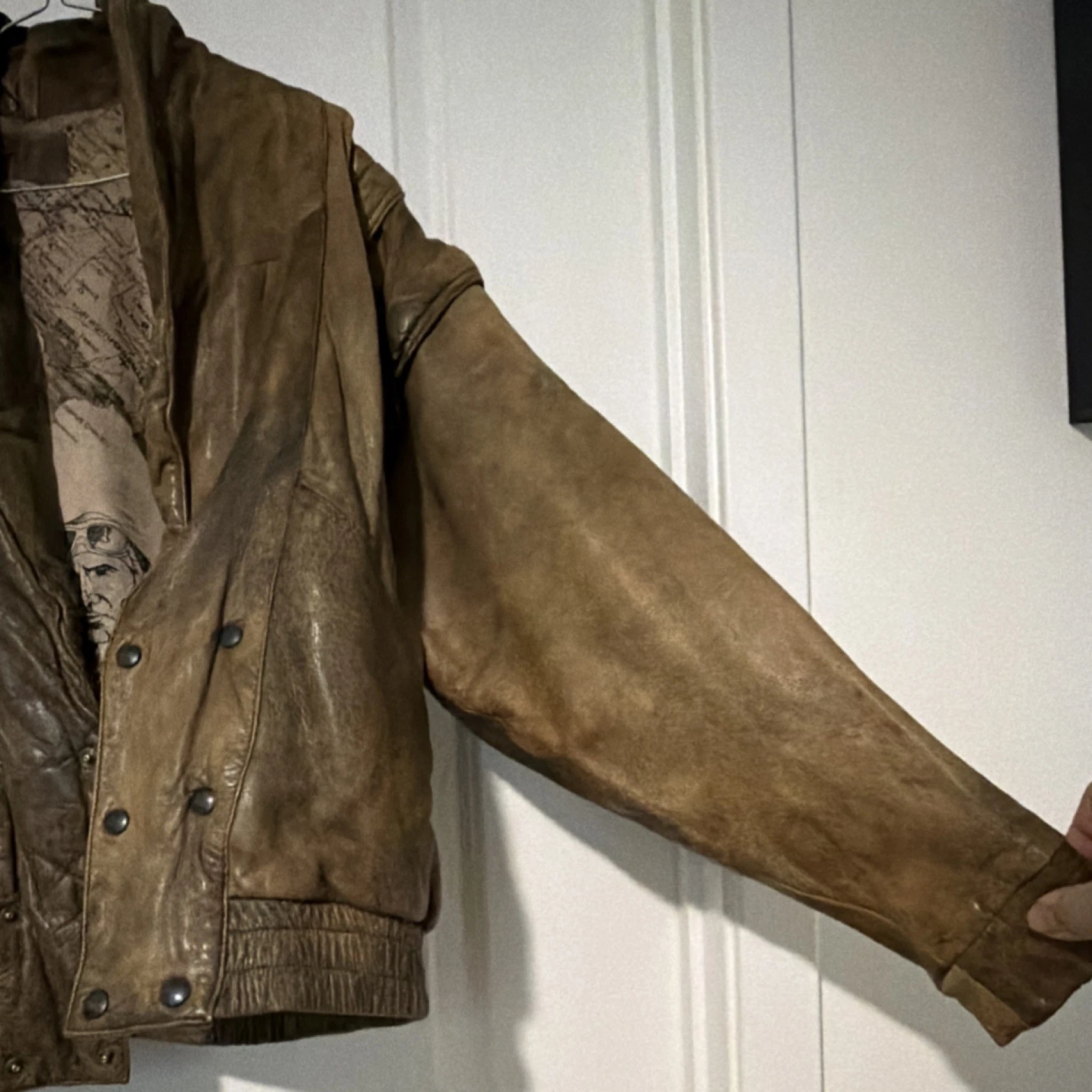Vera Pelle “Top Gun” Brown Bomber Jacket Size 48 (As-Is/See Pics) image 3