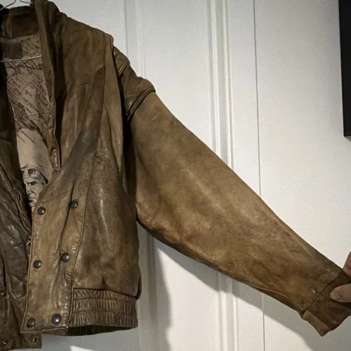 Vera Pelle “Top Gun” Brown Bomber Jacket Size 48 (As-Is/See Pics) image 3