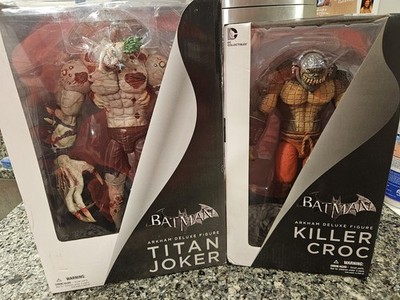 DC Collectibles Batman Arkham Deluxe Titan Joker & Killer Croc Figures NEW-READ!