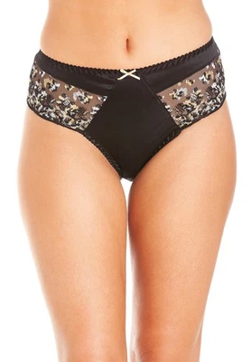 Sulis Selene Black Stretch Silk & Lace Deep Briefs Made In England - Image 1 of 3