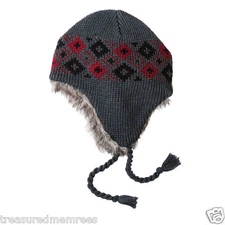 Urban Pipeline Grey Knit Trapper Hat With Faux Fur Brim ~ NWT MSRP $28.00 