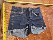 American Eagle Shorts Womens Sz 4 Super Stretch Blue Denim Cut Off S140