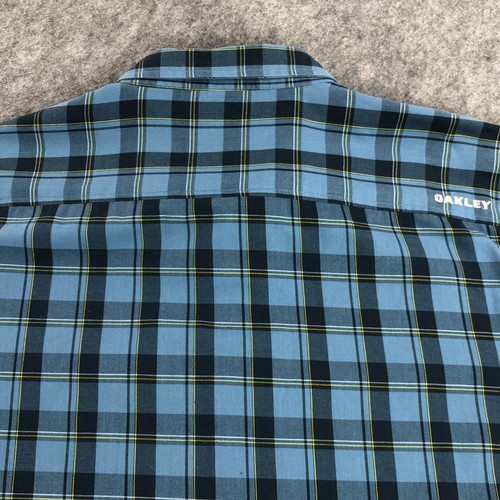 Oakley Button Up Hemd Herren XXL blau kariert Langarm Tasche Logo Baumwollmischung - Bild 6 von 10