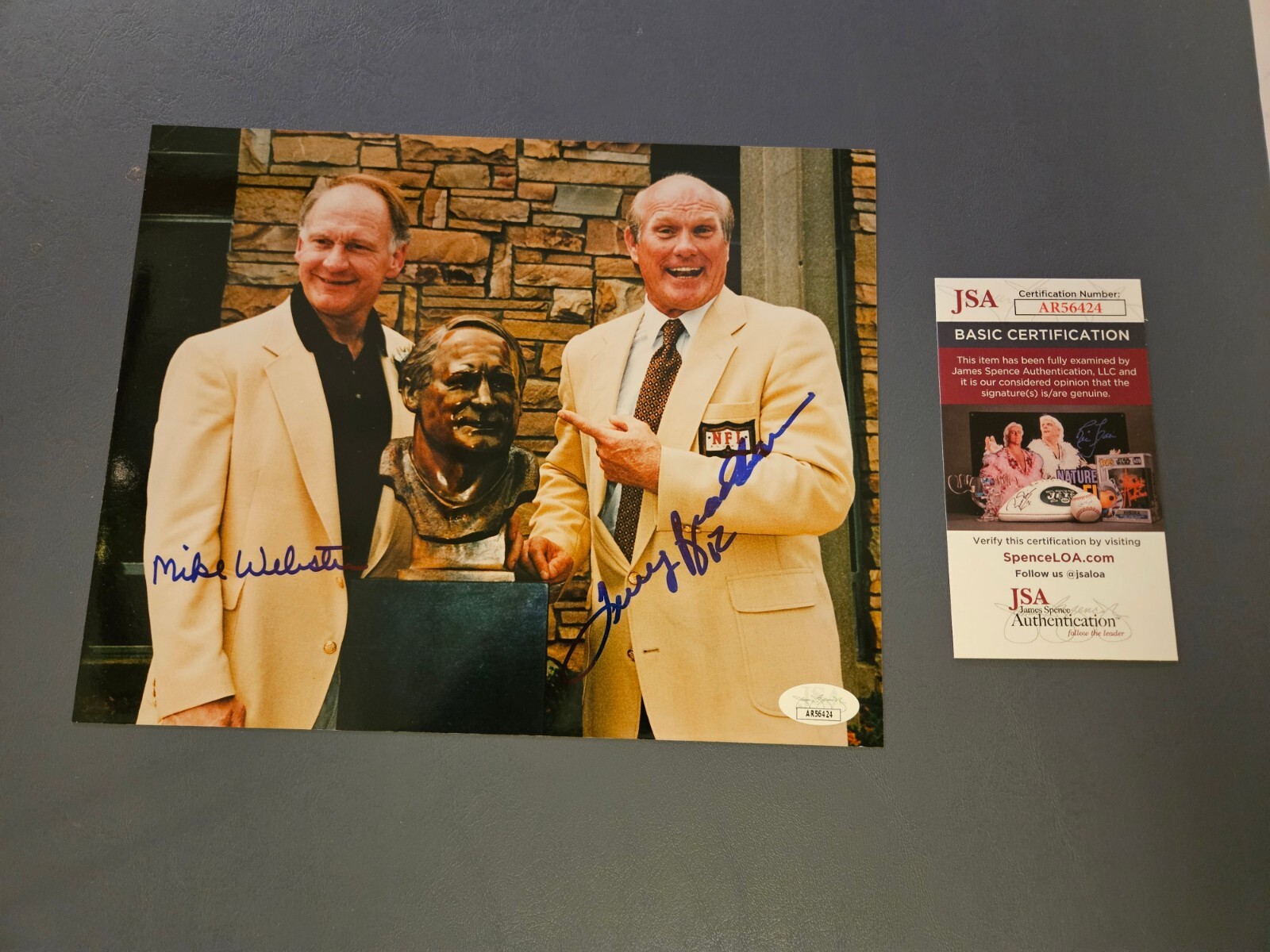 MIKE WEBSTER & TERRY BRADSHAW Steelers Signed Autographed 8x10 Photo - JSA COA 