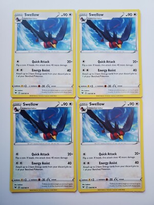 SWELLOW x4 Playset 134/185 Vivid Voltage Pokemon 2020 Non Holo - NMT