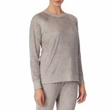 Secret Treasures Women's Soft Velour Grey Heather Long Sleeve Sleep Top Shirt