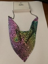 Justice Girls Collar Necklace Sparkle Dorp down Multi Color Pink Green NEW