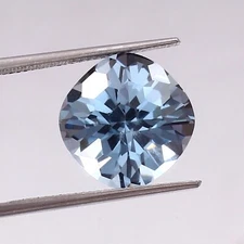 AAA 14x14 MM Natural Brazilian Aquamarine Loose Cushion Gemstone Football Cut