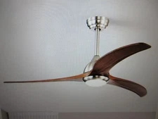 Oaks Aura Elias 52in.Indoor Scandi Nickle Solid Wood 6-Speed Ceiling Fan W/Light