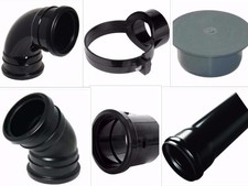 Black Soil Pipe and Ring Seal PushFit Fittings, Clips, Etc UPVC 110mm 