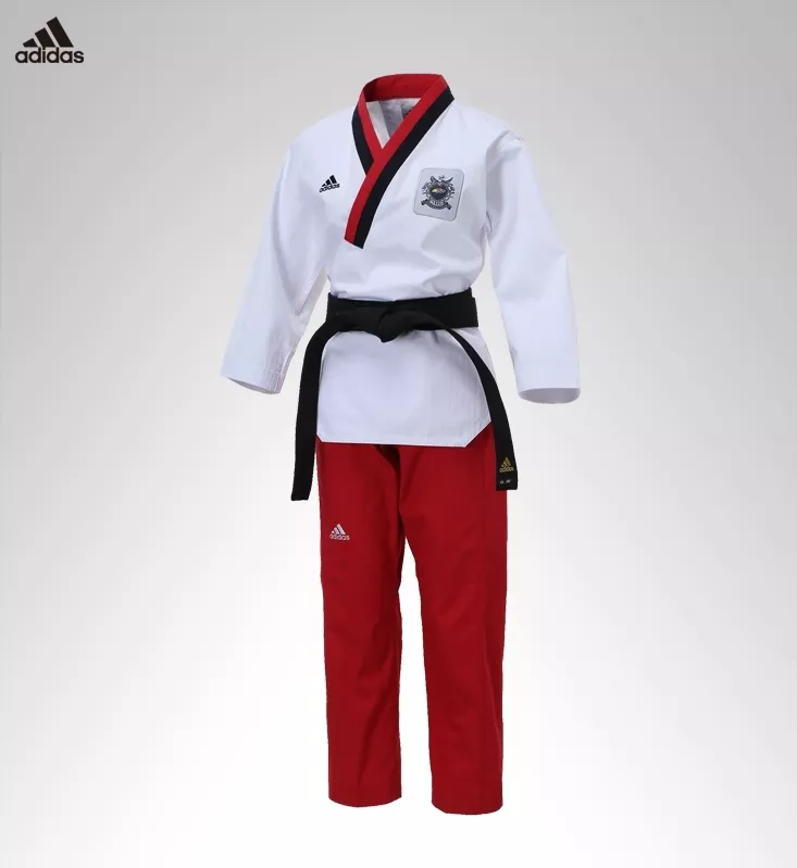 adidas Taekwondo WTF Approved Uniform Dobok, Black V-Neck