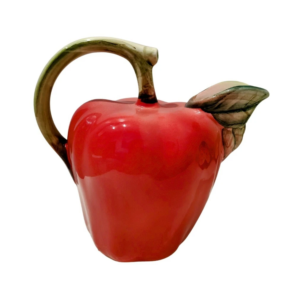 Jarra de frutas Williams Sonoma hecha en Italia jarra de manzana roja con mango de vástago Foto 2 de 4