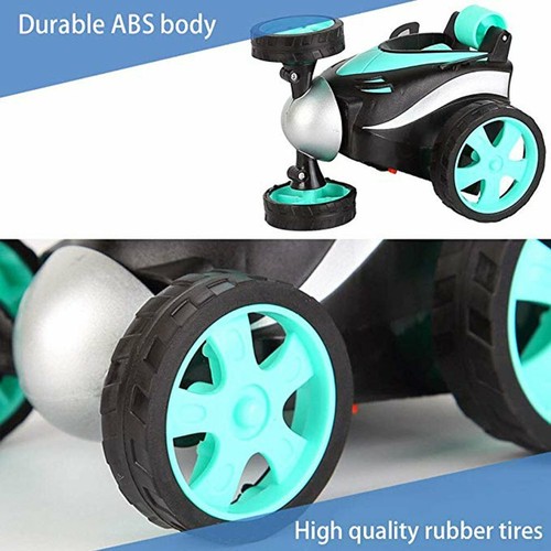 Wireless Remote Control Flip Wheels Stunt Toy Car Green New - Picture 7 of 9