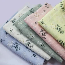 1Yard Floral Embroidery Pure Cotton Fabric Material For Shirt Dress Children