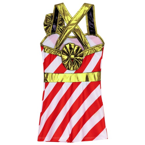 Kids Girls Christmas Costume Candy Cane Ballet Unitards Ice Skating Leotards - Picture 23 of 32