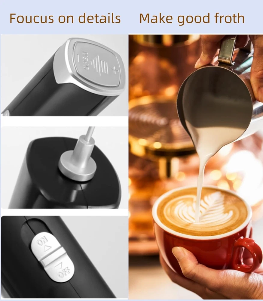 Milk Frother Handheld,  Battery Operated Electric Coffee Frother Wand, Mini Hand