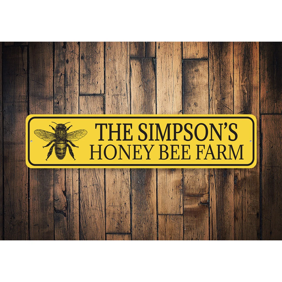 Letrero de metal personalizado de apicultor de colmena con apellido Honey Bee Farm Foto 2 de 4