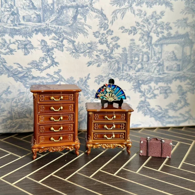 5PC 1/24 Scale Dollhouse Miniatures Furniture Chest of Drawers Cabinet Accessory - Image 2 of 4