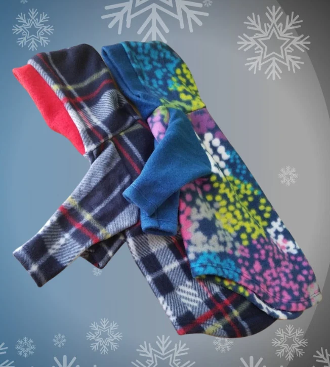 Cozy Fleece Hoodie for Cats - SMALL, Plaid Cat Sweater with Hood, Warm Pajamas - Image 2 of 4