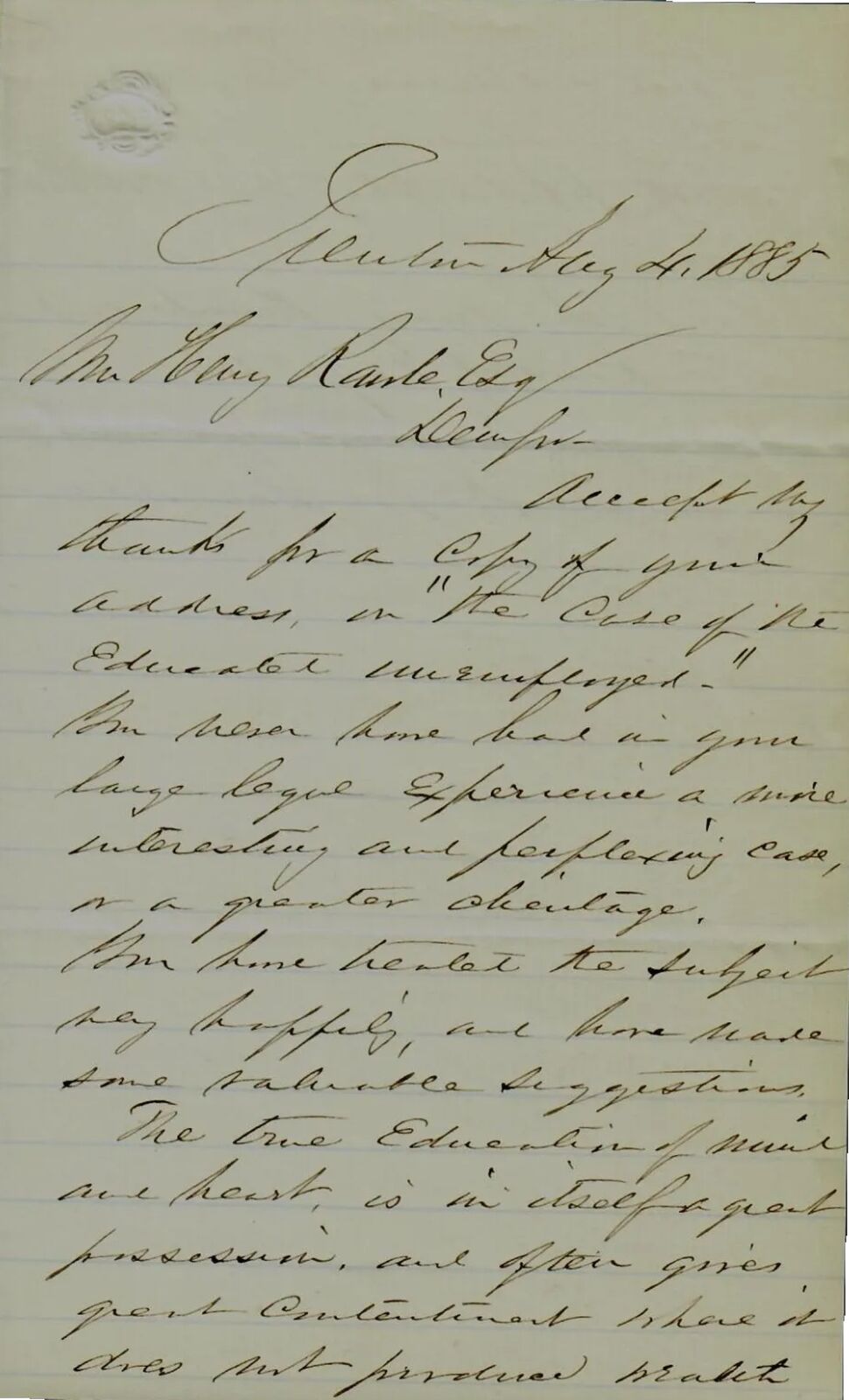 RARE! “NJ Supreme Court” Edward W. Scudder Hand Written 2 Page Letter COA